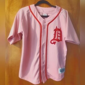 Detroit Tigers Baseball Jersey - Rare Find!  Valentine Devil Detroit D Pink